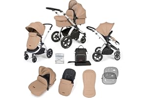 Ickle Bubba Stomp Luxe 2 in 1 Carrycot and Pushchair - Silver/Desert/Black