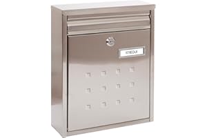 ARREGUI Dime V1327 Buzón Exterior de Acero Inoxidable, Tamaño M (Correo DIN A4 y Revistas), Buzón de Correo Individual, Buzón Pared, Agrupable, Fondo Estrecho, Anticorrosivo, Fácil de Instalar, Inox