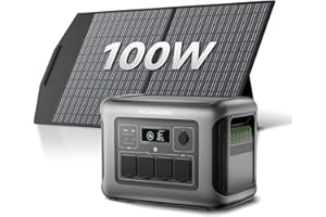 ALLPOWERS R1500 LITE Estación de Energía Solar con UPS <15ms, 1600W/1056Wh, Carga Rápida MPPT 650W, Para Emergencias Hogar y Exteriores (R1500 LITE+SP027-100W)