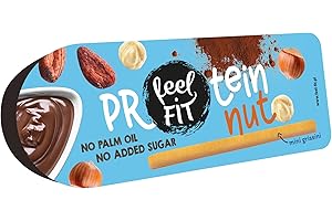 ‎FEEL FIT Feel FIT Protein nut & mini grissini, leckeren Haselnuss-Kakao-Creme und 7 knusprigen Brotsticks, Protein-Snack ohne Zuckerzusatz und ohne Palmöl (15 x 25 g)