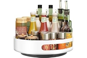 StarryTiger Lazy Susan obrotowy organizer o 360 stopni, obrotowy regał na przyprawy, okrągły organizer ze stali węglowej, obrotowa półka do kuchni, sypialni, łazienki, biura, 22 x 22 x 5 cm