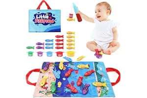LEADSTAR Juguetes Niños 1 Año,Juego Pesca con 15 Peces Tela,Montessori Sensoriales Educativos Juguete para Bebe 6-12-18 Meses, Regalo Bebes 1 2 3 Año