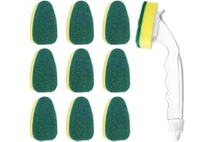 JOYOLA 10 pezzi Spazzola per la pulizia del lavello da cucina lavastoviglie Spugna Include 1 bacchetta per lavastoviglie e 9 teste di ricambio per La Cucina Lavandino Bagno