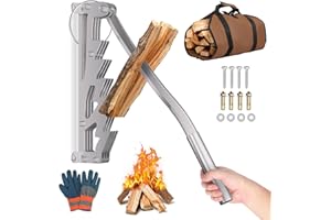 Monucep Holzspalter Manuell，Wandhalterung Manueller Holzspalter ，Tragbarer Brennholzspalter für Weichhölzern ，Handholzspalter mit Brennholzsack，Spalter Holz für Indoor & Outdoor，Silber