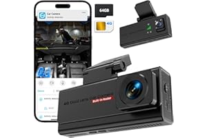 4G LTE Dash Cam Auto con SIM, Scheda 64G, UCOCARE Telecamera per Auto GPS, 2K Dashcam senza WiFi, Visione 160°, Rilevamento Collisione/Moviment Radar AI, 24/7 App Video in Diretta, Audio Bidirezionale