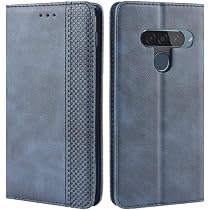 HualuBro Leder Flip Case Für LG G8S ThinQ – Stoßfeste Klapphülle Mit Kartenfächern & Ständerfunktion – Blau