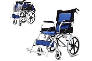 ‎GENERIC ByteTecpeak M3 Ultraleicht Rollstuhl Faltbar Leicht, Transitrollstuhl, Bremse an den Griffen Reiserollstuhl für Behinderteund Senioren, FuBstütze, Armlehnen, leicht, Sitzfläche 45 cm