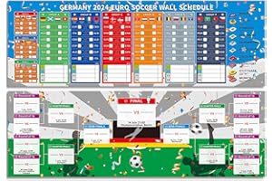 EMOTTLE 2Pcs Euro 2024 Football Planner, 2024 European Championship Wall Chart with details of All Teams, Venues, Schedule for True Fans Kids and Adults (30x90cm)