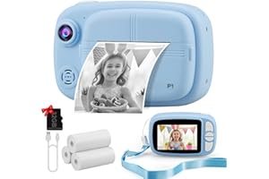 Misilmp Fotocamera Istantanea per Bambini, 3.5 Pollici/1080P Digitale Macchina Fotografica Bambini con 32GB SD e 4 Rotolo di Carta, Fotocamere Istantanee Regalo per Ragazze Ragazzi dai 3-14 Anni (Blu)