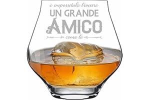 Colorfamily Bicchiere da Whisky o da Pinot con Incisione Amico Il Migliore di sempre con dedica Idea Regalo