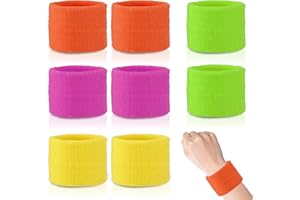 ASOFELK 8PCS Athletic Sweatbands for Boys Girls, 3.15 x 3.15 inch Absorbent Cotton Bands/Wrist Sweatbands for Gymnastics, Tennis Wrist Bands & Cotton Athletic Sweatbands for Working Out, Football