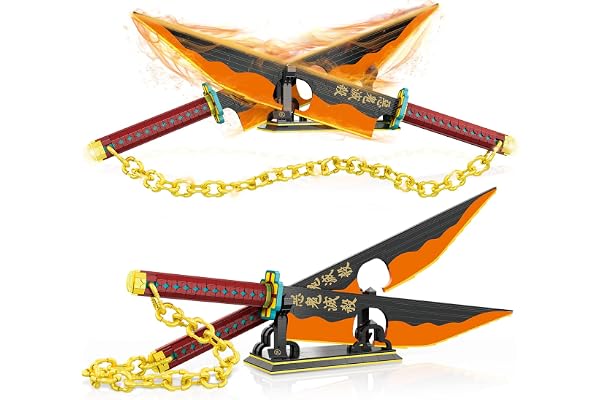 QLT Ideas - Katana pour cosplay Tengen Uzui anime Demon Slayer, briques pour adultes et enfants de 6 à 16 ans, 1 478 pièces (boîte d’emballage universelle)