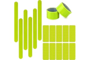 PFLYPF 6 Correas Fluorescentes (30 cm), con 10 Tiras Reflectantes, Correas Reflectantes a Prueba de Sol, para Correr, Montar, Senderismo, Camping (Amarillo - Verde)