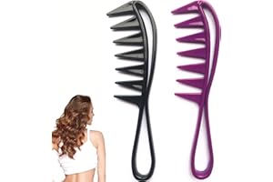 CROMPI Peigne Cheveux Dent Large Pour Démêlant Cheveux Bouclés, Lisses, Frisés, Afro, Barbe Antistatique, Résistant À La Chaleur À Coiffure Professionnel, Brosse Homme, Femme Ou Enfant (VIOLET)