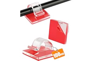 Acual 100PCS Self Adhesive Cable Clips, Sticky Cable Tidy Wire Clips,Self Adhesive Wire Clips Organizer Cord Management for Organiser Wall, Desk, Home and Office