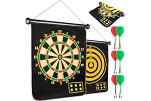BIUOW Sided Magnet Dart Board Set Powerful Double 17'' - 6 Magnet Darts Double Sided Design for Kid and Adults Dartboard Game Party and Gifts | Indoor Outdoor Family Game Kids