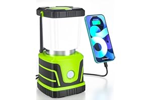 OBVHNUA Lampe Camping Rechargeable 1500Lm 5000mAh Lanterne LED Puissante Type C Dimmable Lampe Torche 360° Eclairage 4 Modes D'éclairage Étanche Portable pour Camping Bivouac Bricolage Secours Cave…