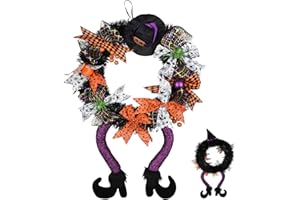 SHAVINGFUN Halloween decorations,Halloween Wreaths, 24' 'Halloween Front Door Wreath witch leg wreath front door window fireplace decoration Indoor Outdoor Halloween Decor