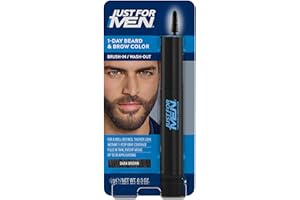 Just For Men Retouche Instantané Pour Barbe Et Sourcils Blancs, Couleur Temporaire Pour Un Look Plus Plein Et Défini Jusqu'à 30 Applications, Châtain Foncé