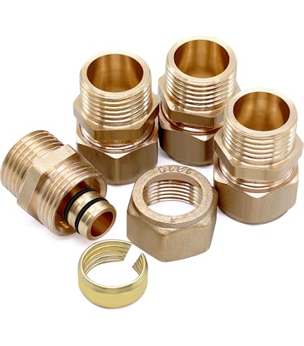 Produktbild von 4er Set Schraubfitting Messing Klemmringverschraubung 16 Mm X 1/2 AG – Für Heizung & Trinkwasser, 16x2 Rohrverbinder, Universell