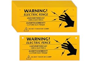 CDXHOME 10 señales de advertencia de valla eléctrica – Señal de peligro de precaución de plástico – Señal de no tocar o escalar para granja, pastos, hogar, patio, almacén, 10 x 4 pulgadas