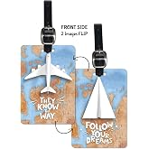 3D Lenticular Luggage Tag Single Piece | Paper Plane Dream Motivational Quote | Luggage/Bag/Travel ID Label Tags for Suitcase