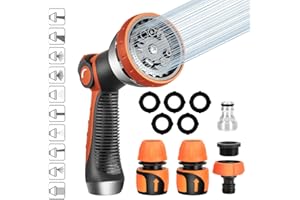 ALLILUYAA Metalowy pistolet natryskowy do ogrodu, 10 trybów natryskowych, wielofunkcyjny zraszacz nawadniający, wysokociśnieniowy, regulowany przepływ wody do nawadniania trawnika, zwierząt domowych