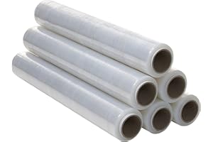 OFITURIA Film Transparente Para Embalar (6 UNIDADES) Rollo para embalaje industrial de 0,5 x 200m - Rollo Papel Film Estirable Manual y Elástico