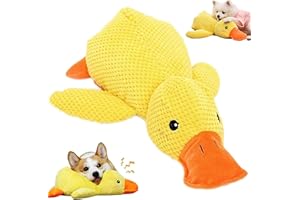 Auzlya Anti Stress Ente Hund,Quack-Quack Duck Hundespielzeug,Interaktives Hundespielzeug Ente,Quietschspielzeug Hund Kuscheltier,Gelbes Quietschspielzeug für Hunde,für Kleine,Mittlere,Große Hunde