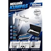 150 mm Mekanik Kumpas 0.02 mm Hassasiyetli Paslanmaz &Ccedil;elik Verniyerli Kumpas İ&ccedil; Dış &Ccedil;ap Derinlik &Ouml;l&ccedil;&uuml;m Aleti Profesyonel &Ouml;l&ccedil;&uuml;