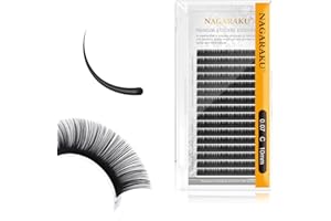 NAGARAKU Extension de Cils Classique Professionnel Individuels One by One Naturel Lash Volume Doux Simples Naturels Semi-permanents Eyelashs Extentions Noir Mat 16 Rangées(0.07mm C Curl 10mm)