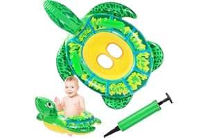 PWSAP Flotador bebé con Asiento,Anillo de Natación Bebés con Forma de Tortuga Verde Marina Piscina Flotador Inflable para Niño Flotador de Natación Barca Niños Hinchable Nadar Entrenador Juguetes de Piscina