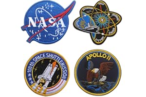 OHRONG Lot de 4 écussons de mission de la NASA - Logo de l'espace Apollo - Écusson tactique - Écusson brodé à coudre sur l'épaule - Emblème de moto pour sac à dos, chapeaux, vestes