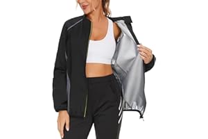 LAZAWG Femme Vêtements de Sudation Fermetures éclair Suivre un Régime Longues Survêtement Sudation Fitness Gym