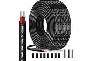 HULUWA Cable Eléctrico 22 AWG 2 x 0,34 mm² UL2464-20 Metros, 2 Conductores de Cobre Estaño, 300V, Ideal para Iluminación LED Auto, Casa y Aplicaciones Exteriores