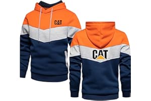 JUMBOZ Hoody Herren mit Kapuze Ca.TER-Pillar, Loose Fit Logo Sweatshirt mit Kapuze und Kordelzug, Sport Bequemer Kapuzenpulli für Workout Fitness-Orange||XL