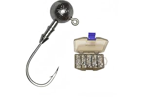 RuiJiaXiang Jig Heads Fishing Lure Hooks Kit Soft Bait Hooks Set 30Pcs 3.5g 5g 7g 10g 14g Including Plastic Fishing Tackle Box Fishing for Freshwater Saltwater