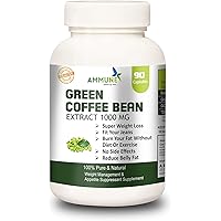 AMMUNE 100% Pure Green Coffee Bean Extract Capsules Supplement - Max Strength Natural GCA Antioxidant Cleanse for Weight Loss, 1000mg Daily Supplement, Healthy Fat Burner 90 Capsules