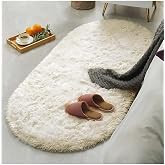 Raschel Carpet Oval Cutting Runner Anti-Slip Base Thick Soft Plush Carpet Special Base Cream, 80 x 100