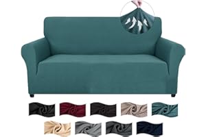 CYCMACO Copridivano 2 Posti Con Braccioli, Copridivani Elasticizzato Antiscivolo, Copripoltrona Antigraffio Per Gatti Senza Pelucchi, Lavabile In Lavatrice, Resistente E Non Distruttivo, Turchese