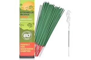 HERBTALE Citronella Incense Sticks - Suitable for Outdoor Camping, Patio, Hiking,etc (1 Pack Contains 60 Sticks)