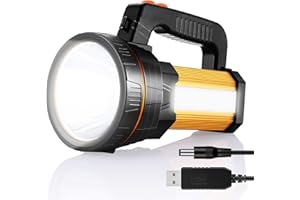 AF-WAN Foco LED de mano 7000 lúmenes, linterna LED, recargable, CREE LED, lámpara de mano, superbrillante, foco Ustellar, farol de camping, resistente al agua (dorado)