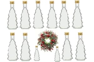 lilawelt24 200ml Weihnachtsflaschen zum befüllen, Tannenbaum,Schnapsflaschen, Weihnachtsgeschirr, Likörflaschen Geschenkflasche|Weihnachten Flaschen (12x 250ml)