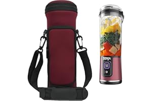 AMERBTECH Housse de rangement portable pour blender avec bandoulière - Sac entièrement enveloppant compatible avec Ninja 18oz Blast Portable Blender BC151NV/BC151BK/BC51NV/BC151CR/BC151EM (Bourgogne)