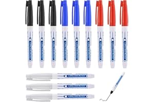 DDHHCP 12 Stück Tieflochmarker, Bohrlochmarker 30mm Extralange Tiefenlochmarker, Zimmermannsbleistifte für Holz/Wand/Karton Baustellen Stift