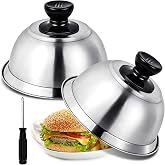 Omtofo 2 Pack 16 x 6.5 cm Hamburger Bell | stainless steel lids for bbq, cooking, steak, bbq and teppanyaki, dishwasher safe