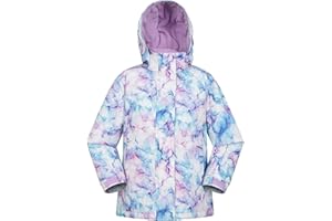 Mountain Warehouse Veste de Ski Snowdrop imprimée pour Enfant - Imperméable, Jupe Pare-Neige intégrée, Poches zippées, Capuche détachable, Poignets Ajustables, Hiver