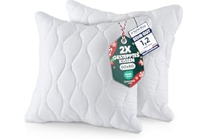 ‎UTOPIA BEDDING Utopia Bedding Kopfkissen 80x80 cm (2er Set), Gestepptes Kissen für Bett und als Dekokissen, Kissenfüllung, SofaKissen, Zierkissen für Couch (Weiß)