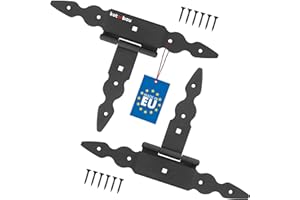 KOTARBAU® 2 cerniere a T nere, lunghezza: 150 mm, in acciaio verniciato a polvere, per porta in legno, per porta di carico, per porte e porte da giardino, cerniere