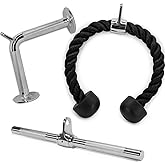 Yes4All &Uuml;niseks Kablo Bağlantısı Combo &Ccedil;ift D Kolu Kau&ccedil;uk Lat Makine Ataşmanı Triceps Halatı D&uuml;z ​​D&ouml;ner Bar V Şekli Bar Kabl